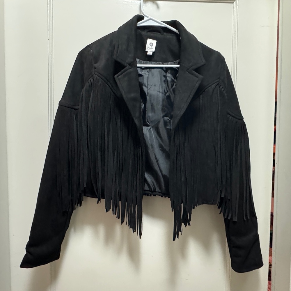 BLACK FLAWLESS FRINGE JACKET